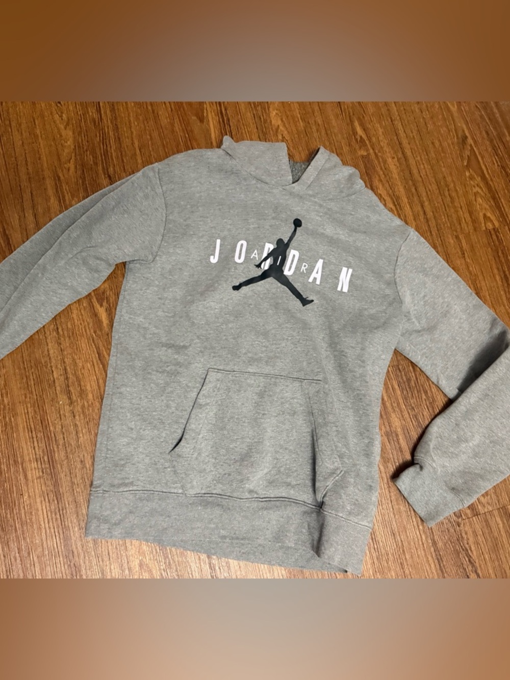 Jordan Gray Pullover Hoodie with Black Jumpman